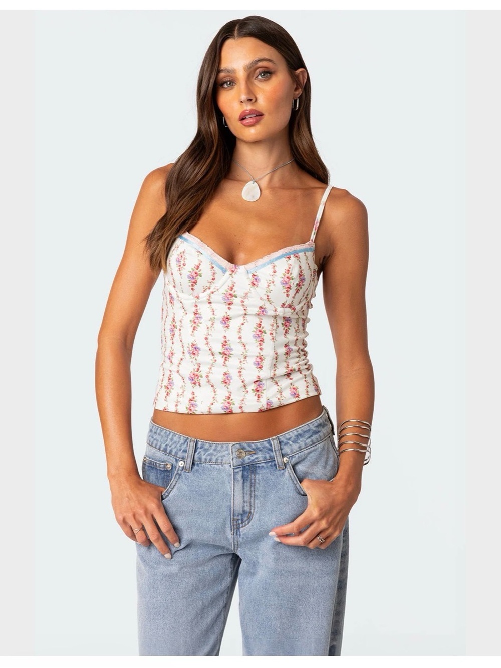 Edikted Indira Printed Cupped Lace Up Corset - Picture 2 of 6